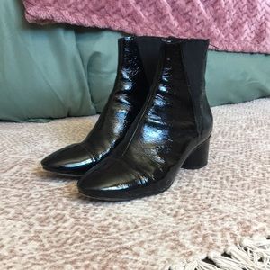 Rebecca Minkoff Patent Black Pull-on Ankle Booties